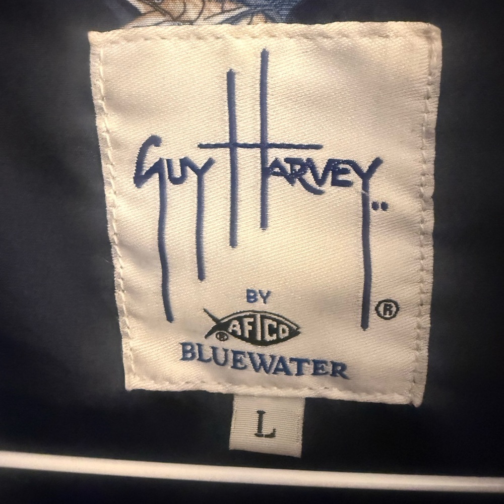 Vintage Guy Harvey Sailfish Fishing Jacket AFTCO Bluewater Navy Windbreaker - Picture 2 of 8